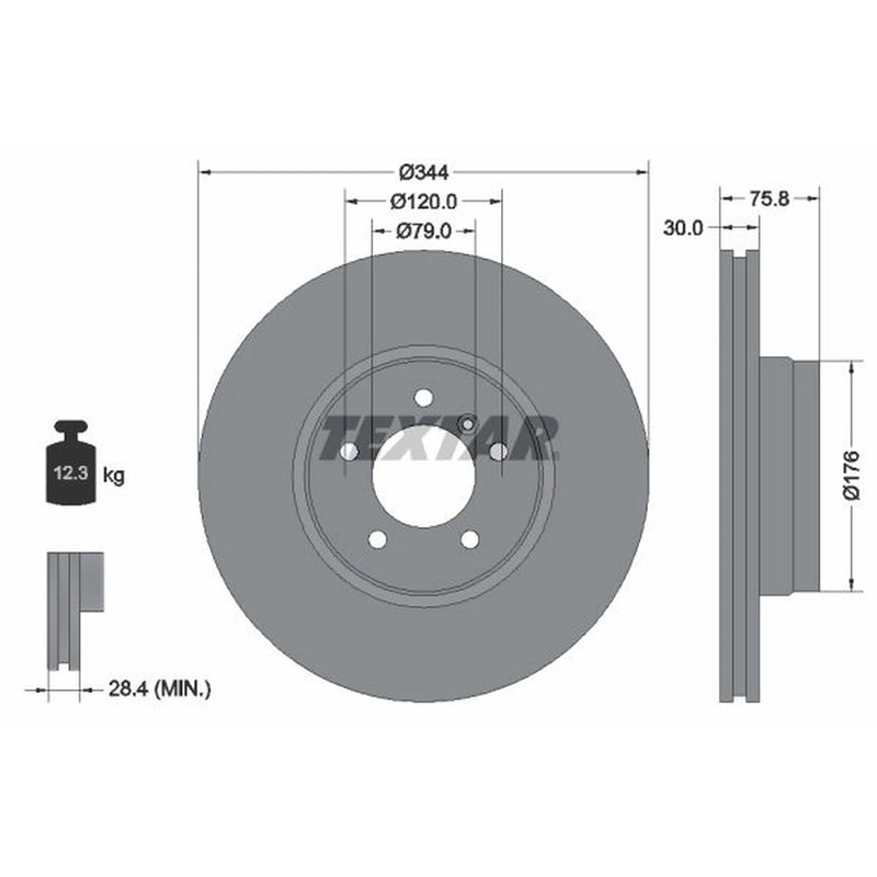 Textar 2 x Front Brake Discs 92134400