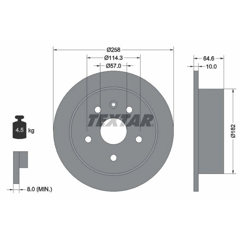 Textar 2 x Solid Rear Brake Discs 92128900