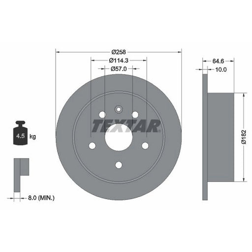 Textar 2 x Solid Rear Brake Discs 92128900