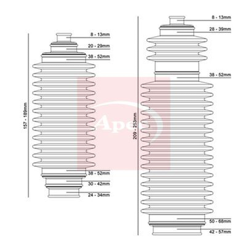 Apec Steering Bellow Kit Front ACB3006