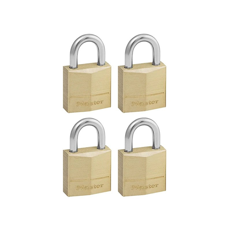 Master Lock Solid Brass 20mm Padlock 3-Pin - Keyed Alike x 4 - 120EURQNOP