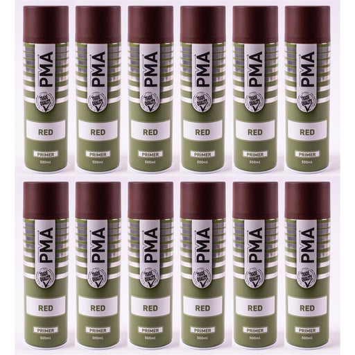 12 x PMA Tough Durable Primer Spray Paint - Red - 500ml PCPA1021 PMA  - Town Parts
