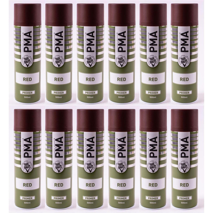 12 x PMA Tough Durable Primer Spray Paint - Red - 500ml PCPA1021 PMA  - Town Parts