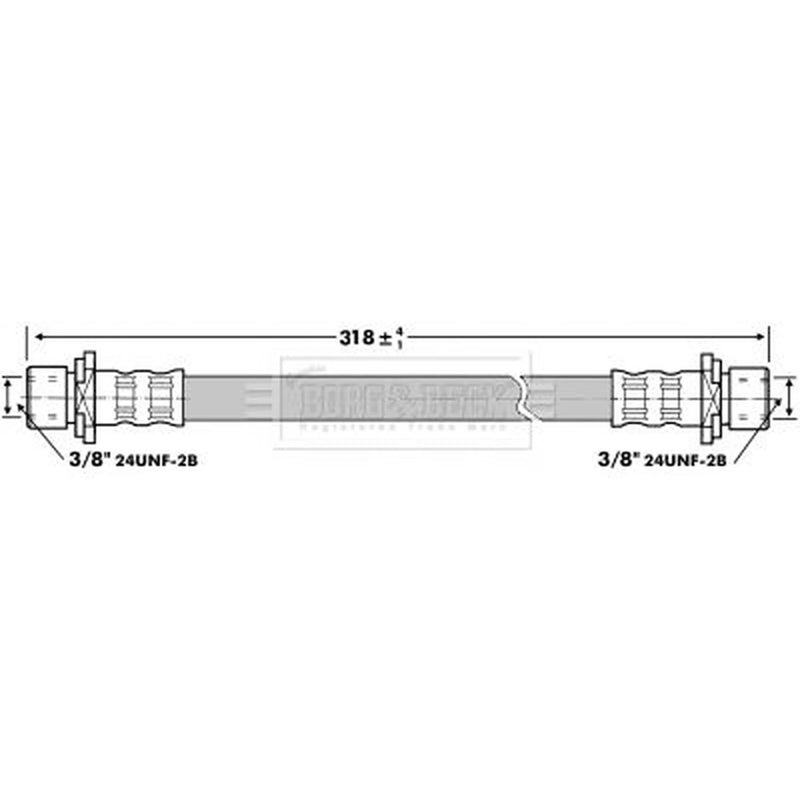 Borg & Beck Brake Hydraulic Hose Line Rear Left BBH6864