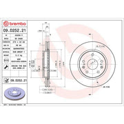 Brembo 2 x Internally Vented Front Brake Discs 09.D252.21