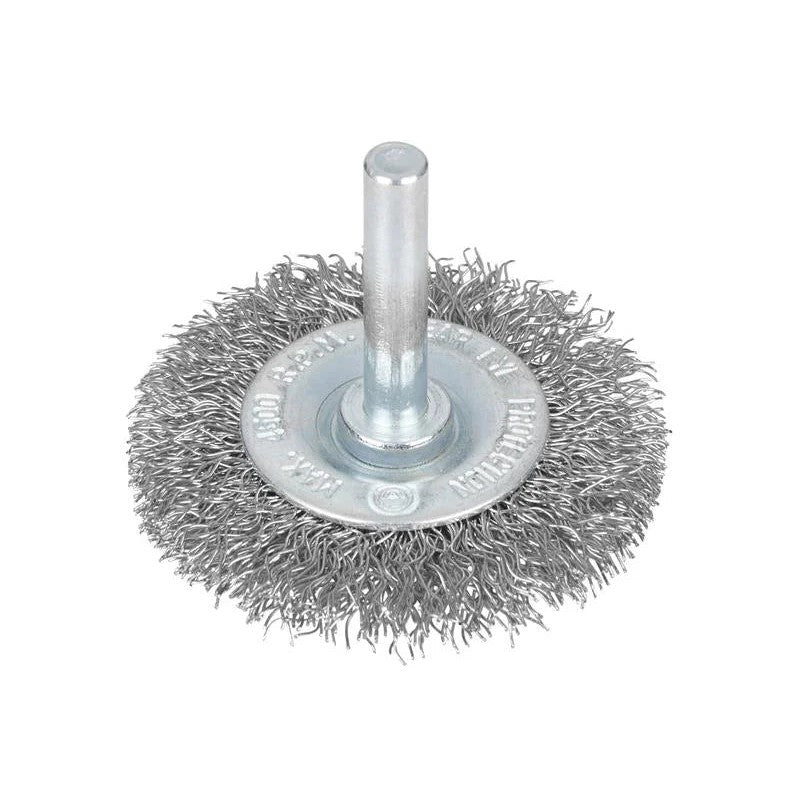 BlueSpot Tools Flat Steel Wire Wheel Brush x 6mm Arbor 50-75mm