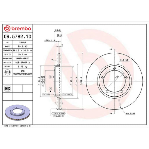 Brembo 2 x Front Brake Discs 09.5782.10