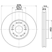 DON 2 x Internally Vented Front Brake Discs PCD22722