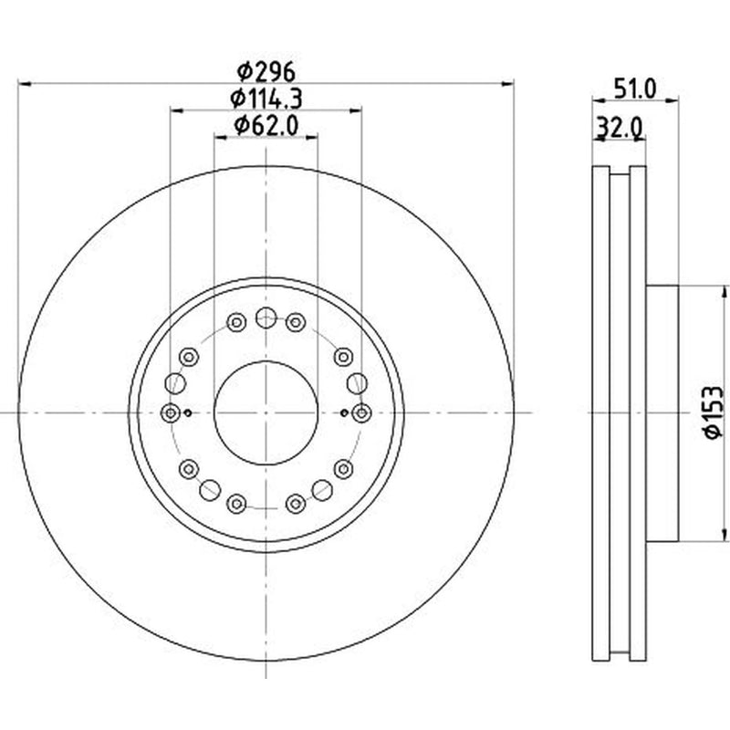 DON 2 x Internally Vented Front Brake Discs PCD22722