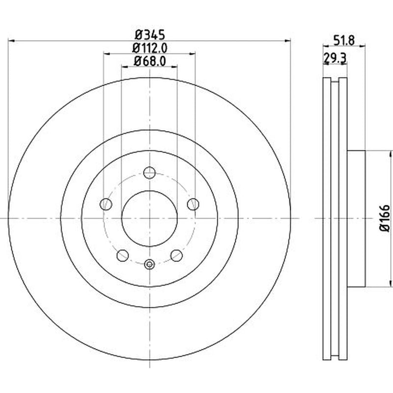 DON 2 x Internally Vented Front Brake Discs PCD12701