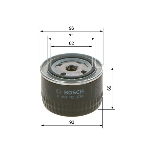 Genuine Bosch Car Oil Filter P3274 Fits Lada Niva - 1.7 - 96-02 0451103274 Bosch  - Town Parts