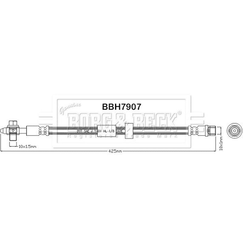 Borg & Beck Brake Hydraulic Hose Line Front Left BBH7907
