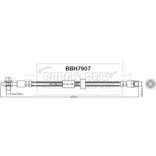 Borg & Beck Brake Hydraulic Hose Line Front Left BBH7907