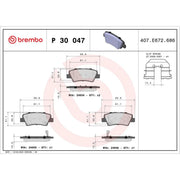 Brembo 4 x Rear Brake Pad Set P30047
