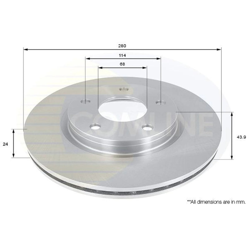 Comline 2 x Internally Vented Front Brake Discs ADC0277V