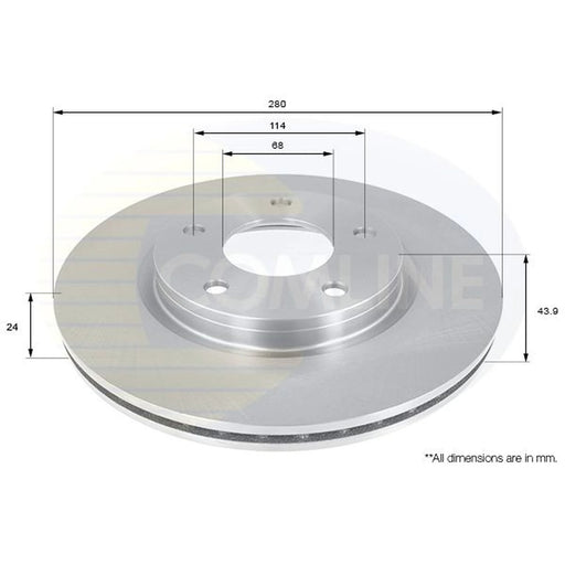 Comline 2 x Internally Vented Front Brake Discs ADC0277V