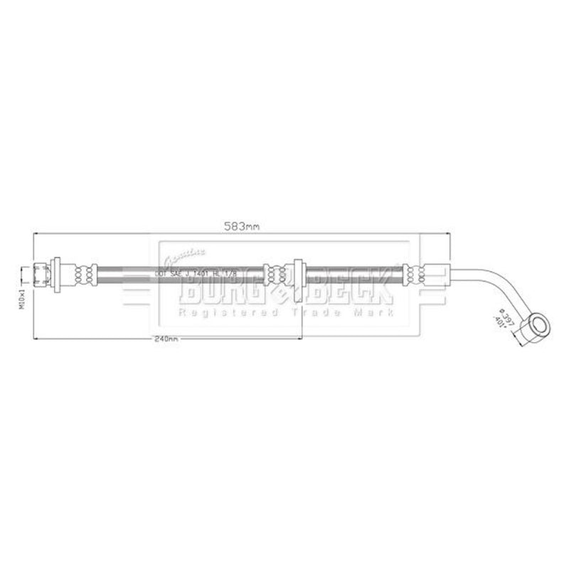 Borg & Beck Brake Hydraulic Hose Line Rear Left BBH8912