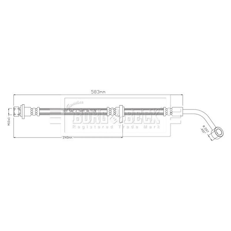 Borg & Beck Brake Hydraulic Hose Line Rear Left BBH8912
