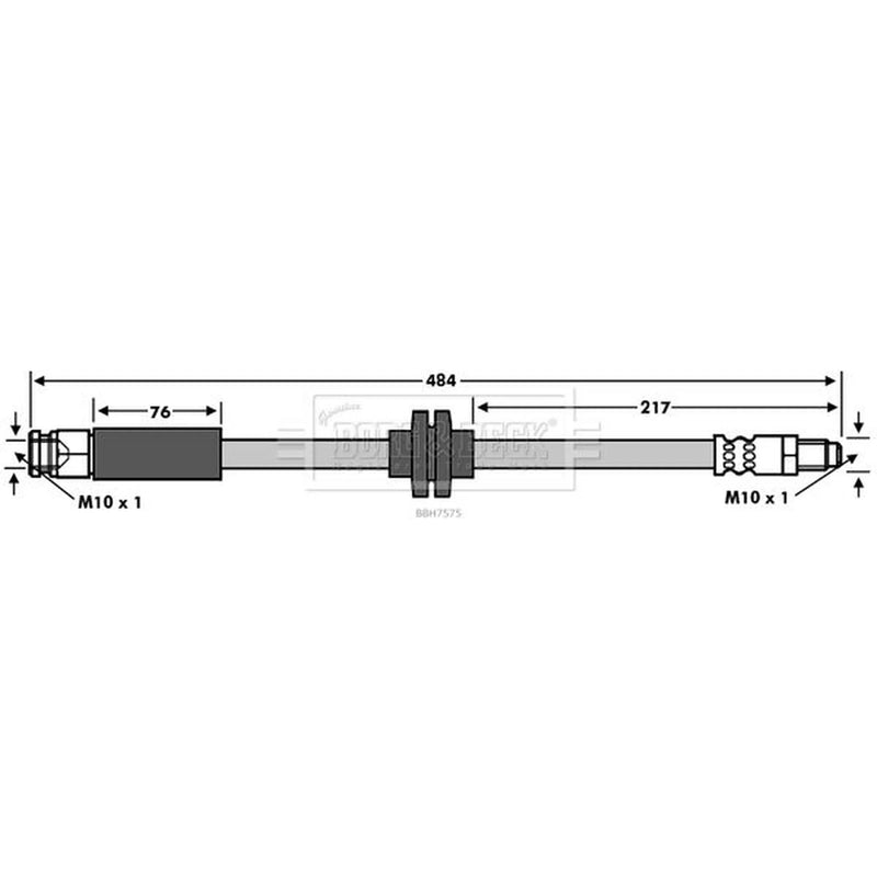 Borg & Beck Brake Hydraulic Hose Line Front Left BBH7575