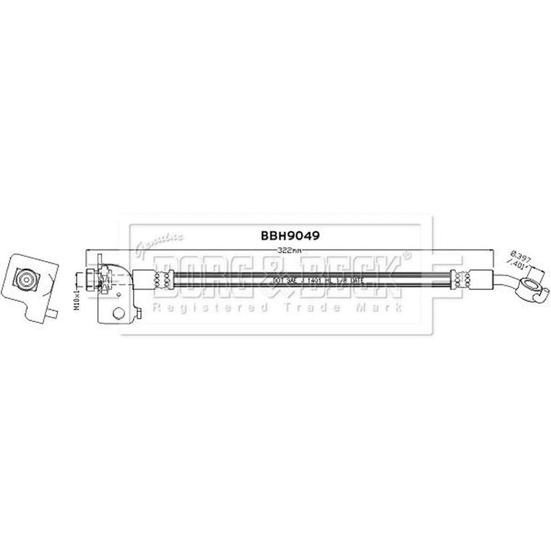 Borg & Beck Brake Hydraulic Hose Line Rear Left BBH9049
