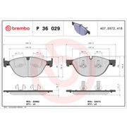 Brembo 4 x Front Brake Pad Set P36029