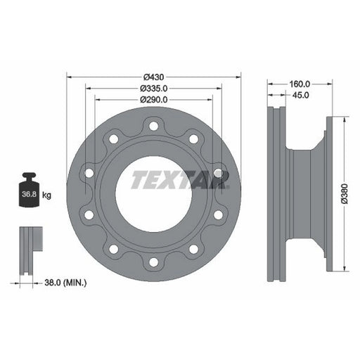 Textar 2 x Internally Vented Brake Discs 93193200