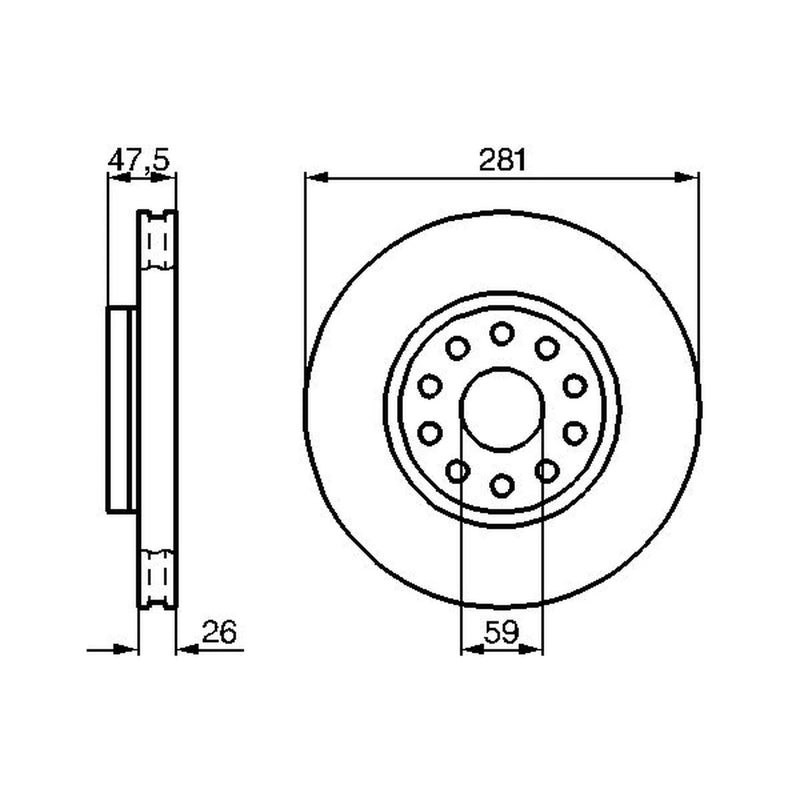 Bosch 2 x Vented Front Brake Discs 0 986 478 460