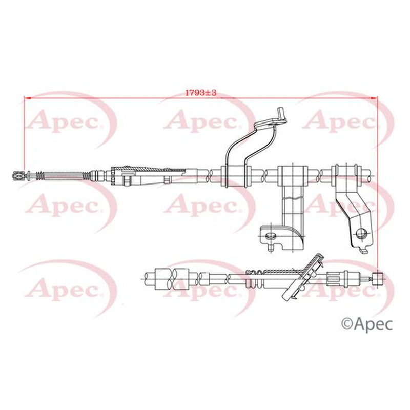 Apec Handbrake Cable Right Rear CAB1238