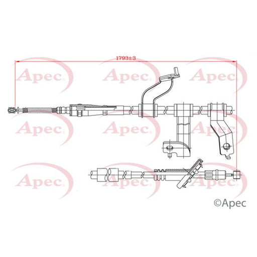 Apec Handbrake Cable Right Rear CAB1238
