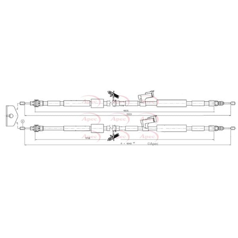 Apec Handbrake Cable Left Rear CAB1315