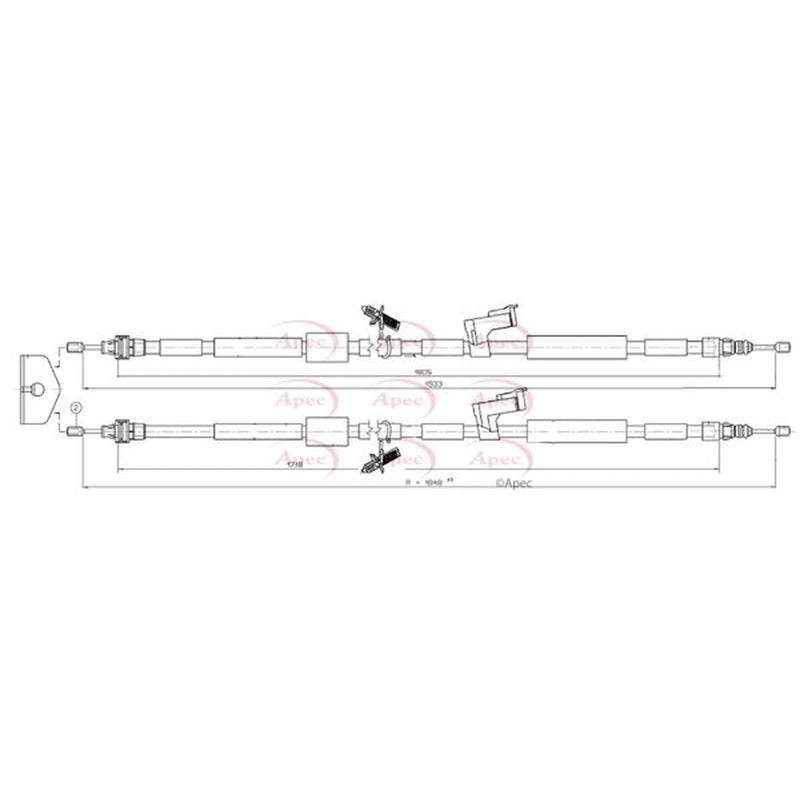 Apec Handbrake Cable Left Rear CAB1315