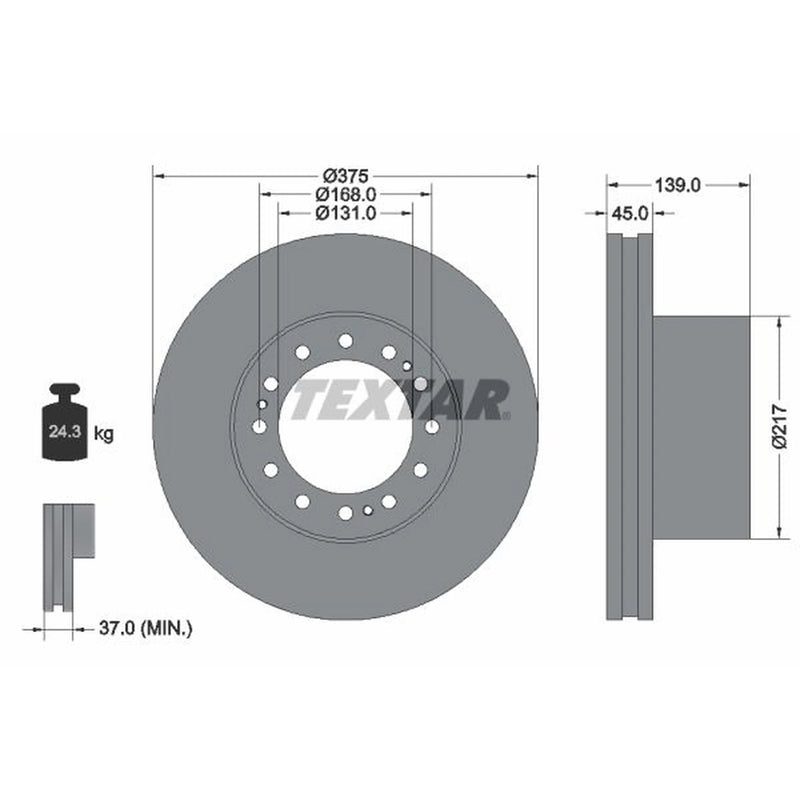 Textar 2 x Internally Vented Brake Discs 93105600