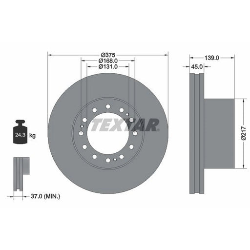 Textar 2 x Internally Vented Brake Discs 93105600