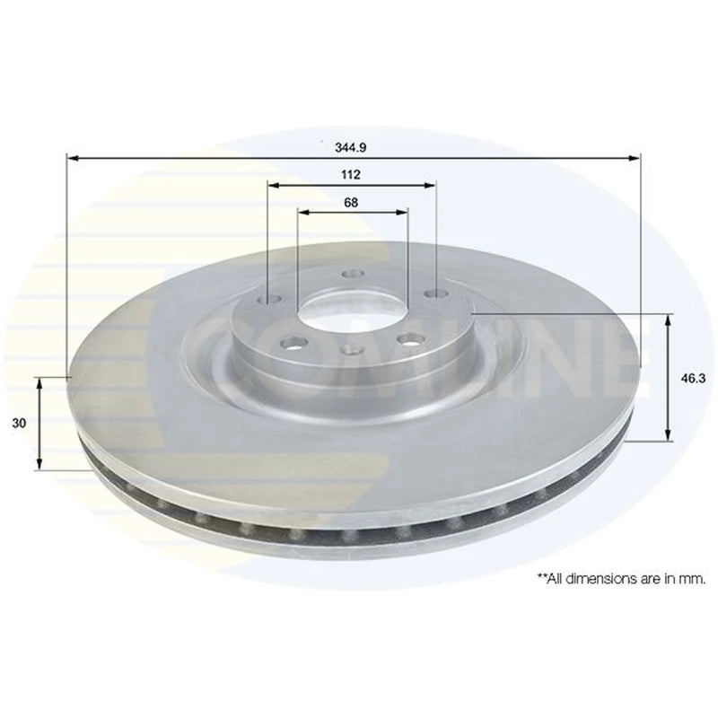 Comline 2 x Internally Vented Front Brake Discs ADC1484V