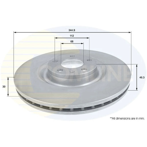 Comline 2 x Internally Vented Front Brake Discs ADC1484V