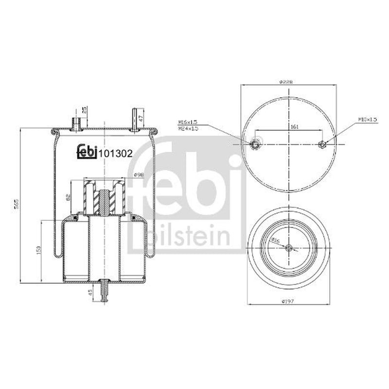 Febi Air Suspension Bellow non-steered leading axle 101302