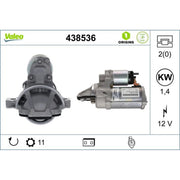 Valeo Starter Motor 12V 1.4kW 11 Teeth 438536