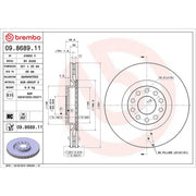 Brembo 2 x Internally Vented Front Brake Discs 09.8689.11