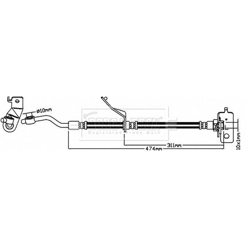 Borg & Beck Brake Hydraulic Hose Line Front Left BBH8647