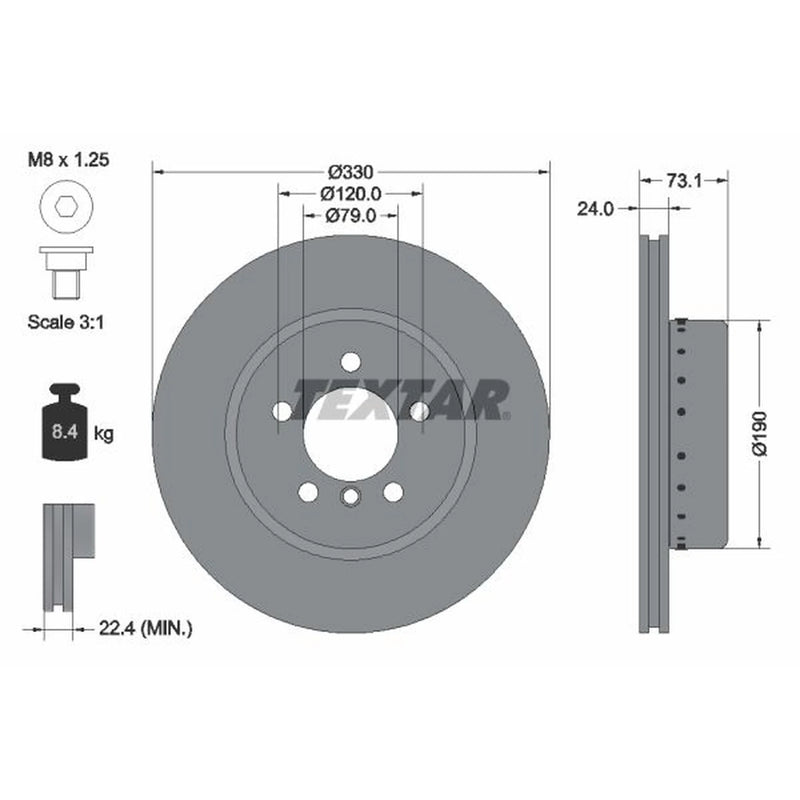 Textar 2 x Two-Piece Front Brake Disc Brake Discs 92269725