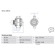 Bosch Car Alternator 12V 0 986 047 240