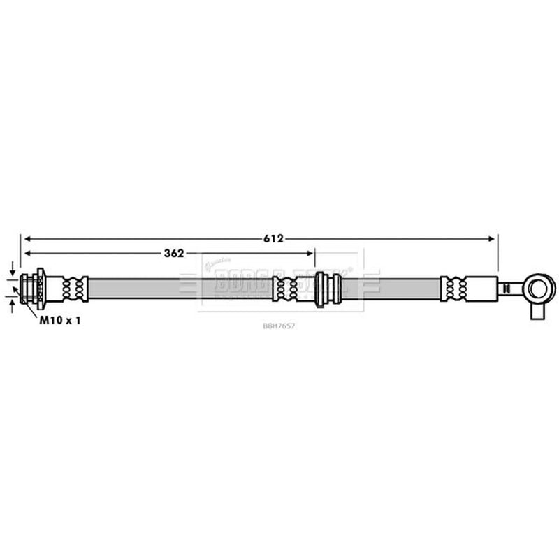 Borg & Beck Brake Hydraulic Hose Line Front Left BBH7657