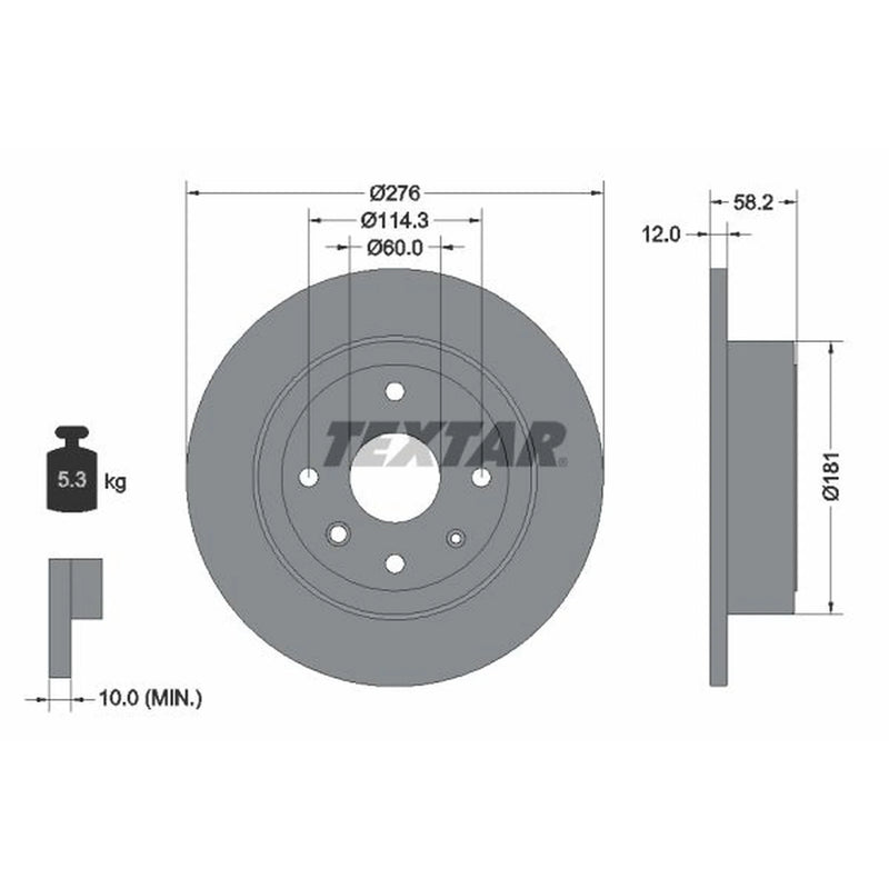Textar 2 x Solid Rear Brake Discs 92225103
