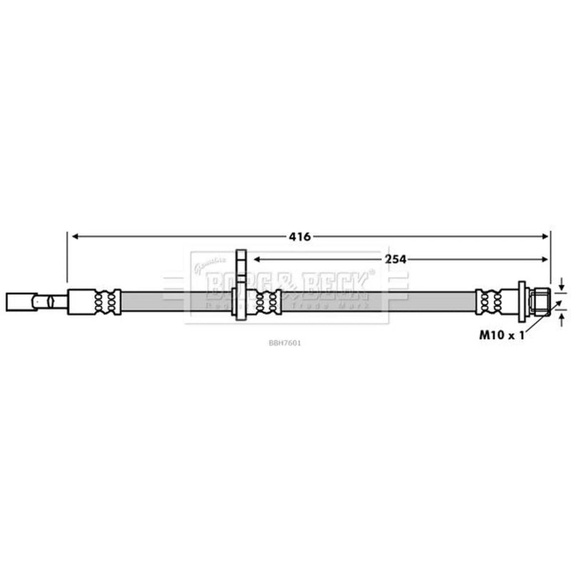Borg & Beck Brake Hydraulic Hose Line Front Right BBH7601