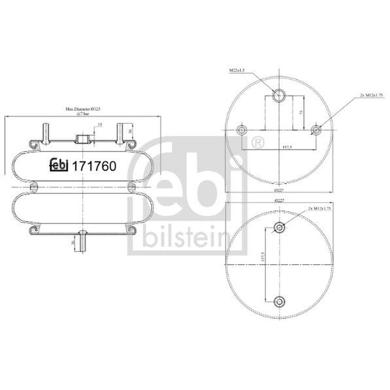 Febi Air Suspension Bellow 340mm 171760