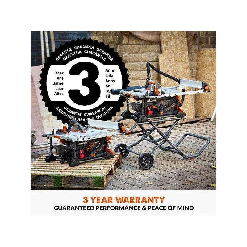 Evolution R255TBL Portable Table Saw with Stand 240V 1650W - 119-0006