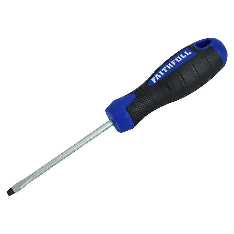 Faithfull Soft Grip Screwdriver Flared Slotted Tip 4.0 x 75mm - FAISDF75