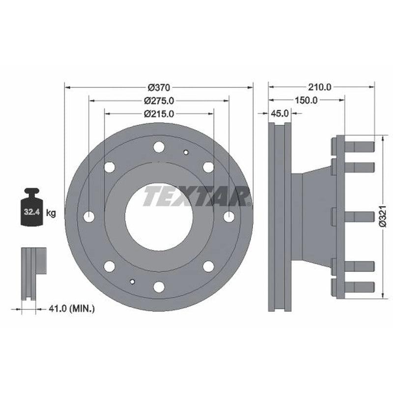 Textar 2 x Externally Vented Brake Discs 93085000 OE 1907568 7172880 7172881