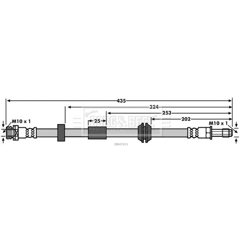 Borg & Beck Brake Hydraulic Hose Line Front Left BBH7921