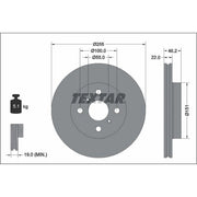 Textar 2 x Internally Vented Front Brake Discs 92344803